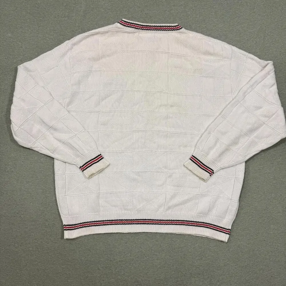 Vintage Expressions International Anchor Bay Knit White Sweater Mens Sz LG USA - Picture 6 of 6
